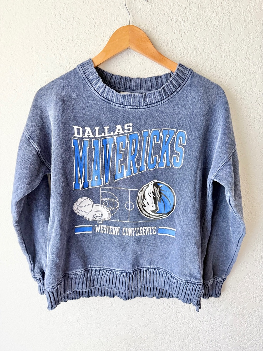 NBA Dallas Mavericks Stone Wash Crewneck Sweatshirt Sz L